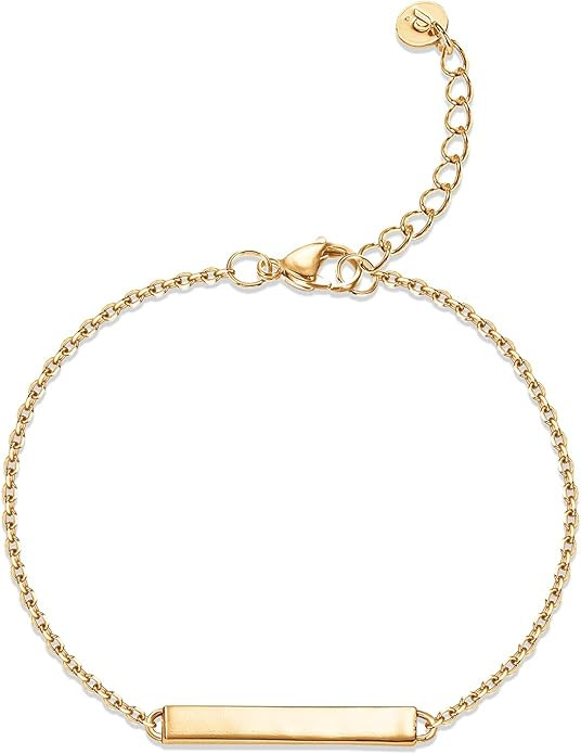 PAVOI 14K Gold Plated Lightweight Chain Bracelet | Curb Link and Cable Chain Bracelets for Women | Amazon (US)