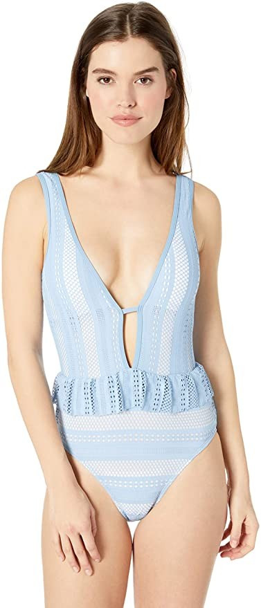 Ella Moss Women's Plunge Ruffle One Piece Swimsuit | Amazon (US)