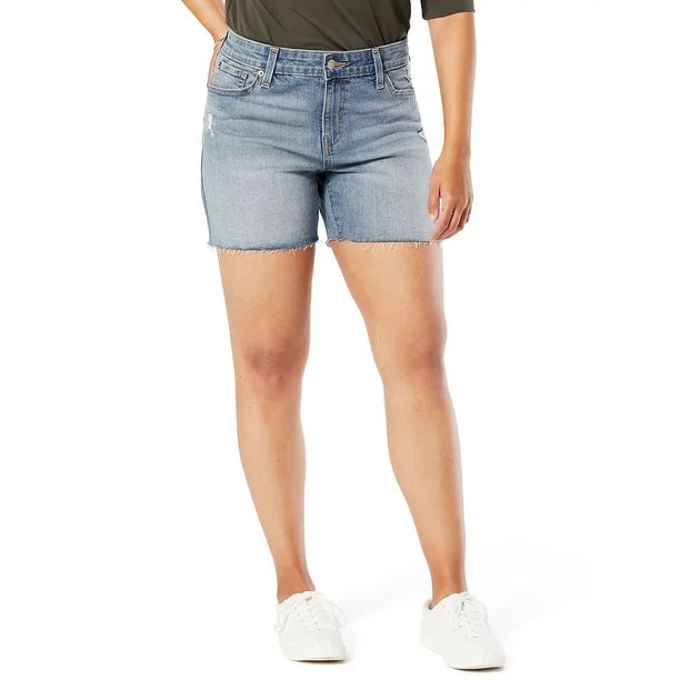 Signature by Levi Strauss & Co. Women's Mid Rise 5-inch Cut-Off Shorts | Walmart (US)