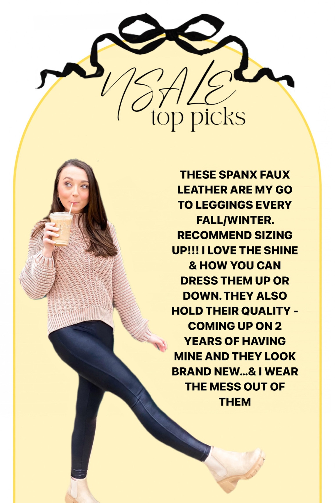 Spanx faux leather leggings !!! Size up

#LTKxNSale #LTKSaleAlert #LTKFindsUnder100