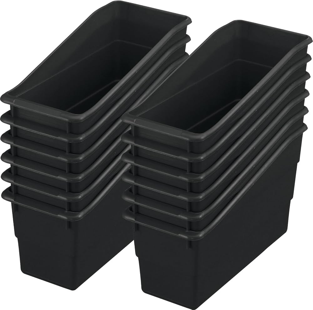 Really Good Stuff Book and Binder Storage Bins, Black, Set of 12 Home, Classroom, and Library Org... | Amazon (US)