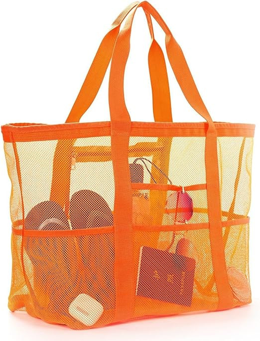 Mesh Beach Bags, Large Waterproof and Sandproof Tote Bag for Beach Vacation Essentials for Travel... | Amazon (US)