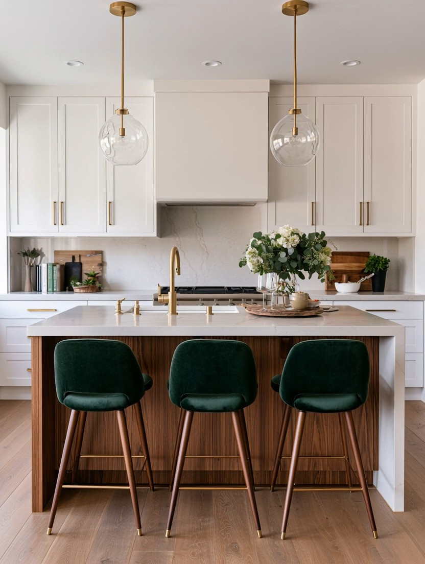 Emerald green is having a major moment in modern homes—and the kitchen island might be the easiest place to bring it in.

As bold color returns to interiors, emerald green stands out because it makes a statement while still feeling naturally calm, rich and grounded. And you don't need to paint your cabinets or renovate your kitchen to use it.

If you have a kitchen island, simply swap your basic seating for emerald green velvet bar stools. Velvet gives the color even more depth while adding the softness that kitchens—with all their hard surfaces—often need.

Then make one more small change: a brushed gold faucet. Gold brings warmth, reflects beautifully against emerald and instantly makes the island feel more intentional and elevated.

Emerald velvet + brushed gold + natural wood. Three materials, one gorgeous combination—and your kitchen island can suddenly feel brand new.

Shop our edit of emerald velvet bar stools and brushed gold faucets.

#EmeraldGreen #KitchenIsland #VelvetBarStools #ElegantAndDriven 

 #LTKHome