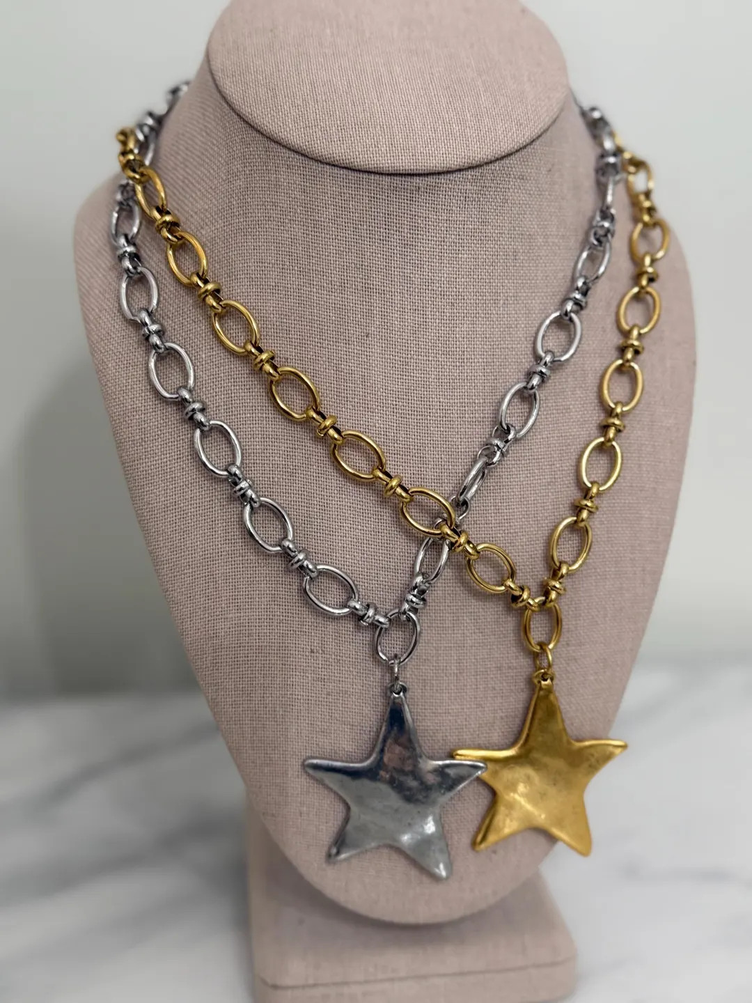 Chunky Star Necklace | Silver Gold Chain Star Charm Pendant Necklace - Etsy | Etsy (US)