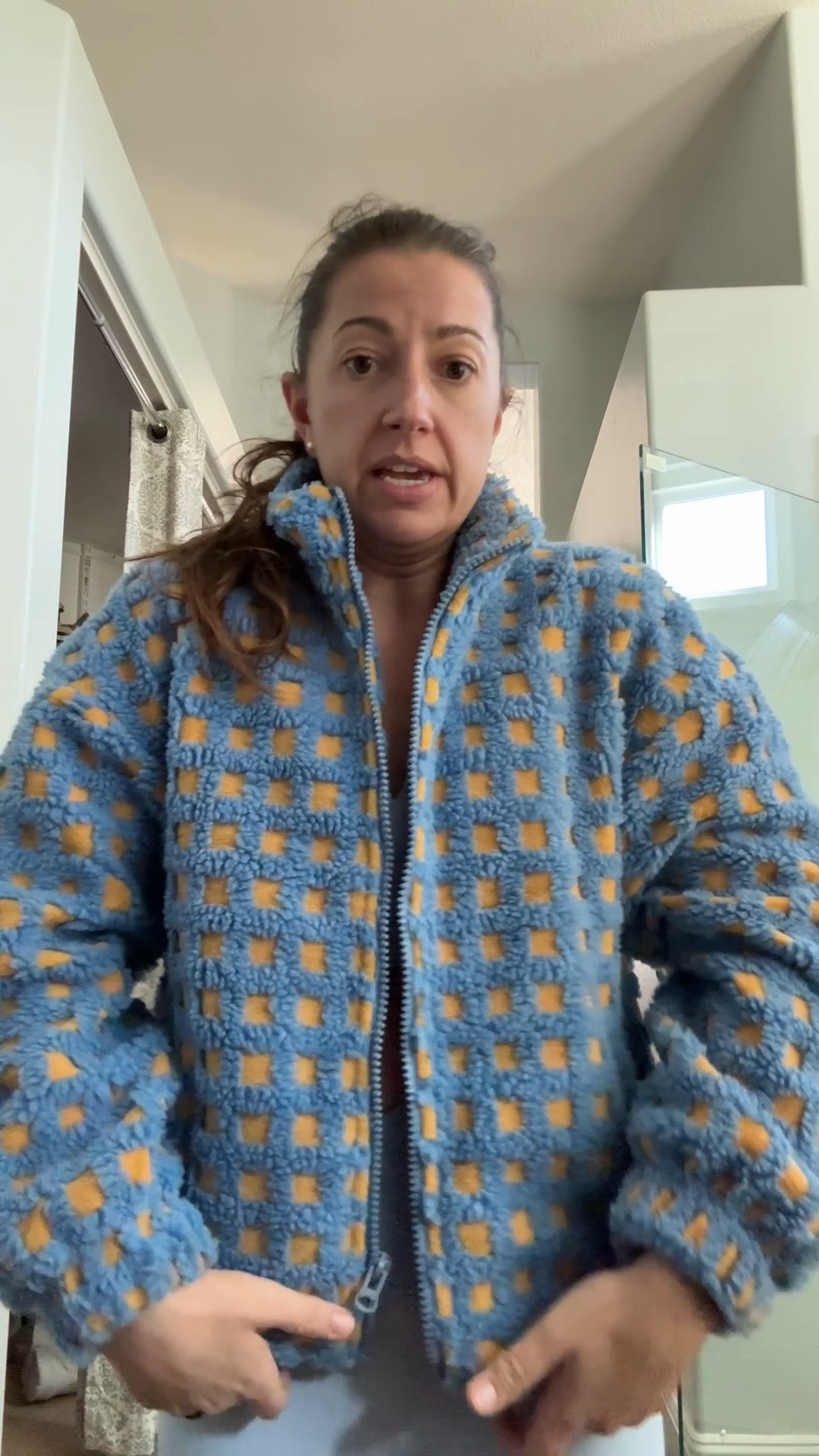 okay this jacket deserves her moment 💙💛

the blue + yellow combo immediately had me. i loved it especially for down syndrome awareness, and it’s even cuter in person.

i ordered a small and that’s what i’m wearing here. it’s not oversized, but it comfortably fits layers underneath. if you want that slouchy oversized vibe, size up. if you prefer a more fitted look, stick with your usual size.

also… she’s warm. not waterproof, but definitely not thin. it feels like a legit heavier coat, not just a lightweight sherpa. perfect for chilly mornings, gym runs, or casual everyday layers.

ñ
blue and yellow jacket
checkered sherpa jacket
women’s sherpa coat
down syndrome awareness outfit
blue yellow outfit ideas
cozy winter jacket women
amazon sherpa jacket
warm casual coat
women’s statement jacket
gym layer jacket
body weight conditioning outfit
southern california winter outfit
cute oversized jacket
layering jacket women
fitted sherpa jacket
athleisure outerwear
mom on the go outfit
casual comfy winter look

#LTKootd #LTKgrwm #LTKmomlife