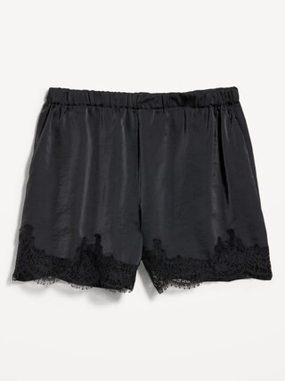 High-Waisted Lace-Trim Satin Shorts | Old Navy (US)