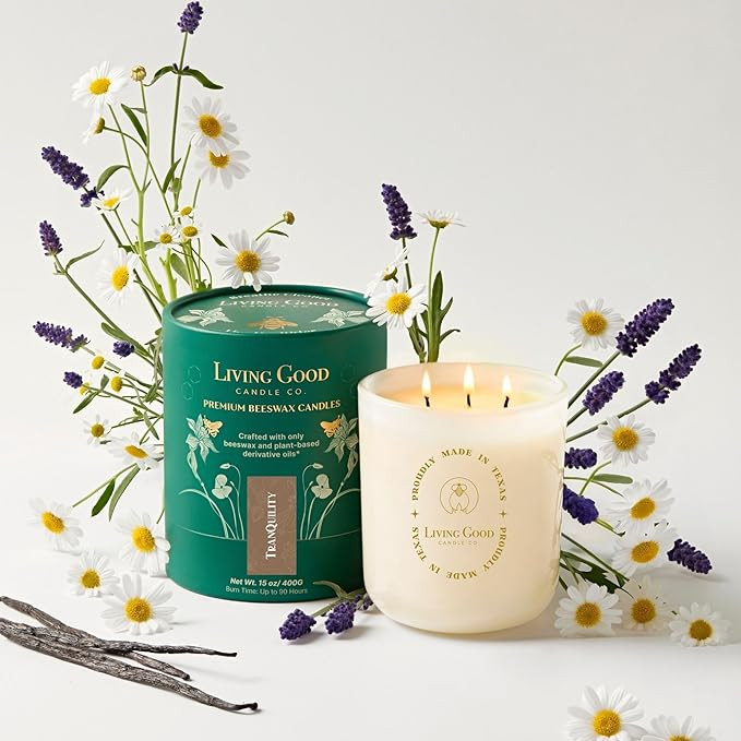 Tranquility – Soothing Chamomile & Calming Lavender Essential Oils – Pure Beeswax Candle for ... | Amazon (US)
