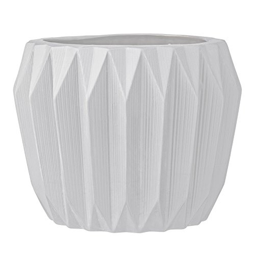 Bloomingville Round Fluted Ceramic Flower Pot, 8 Inch x 6 Inch, White | Amazon (US)