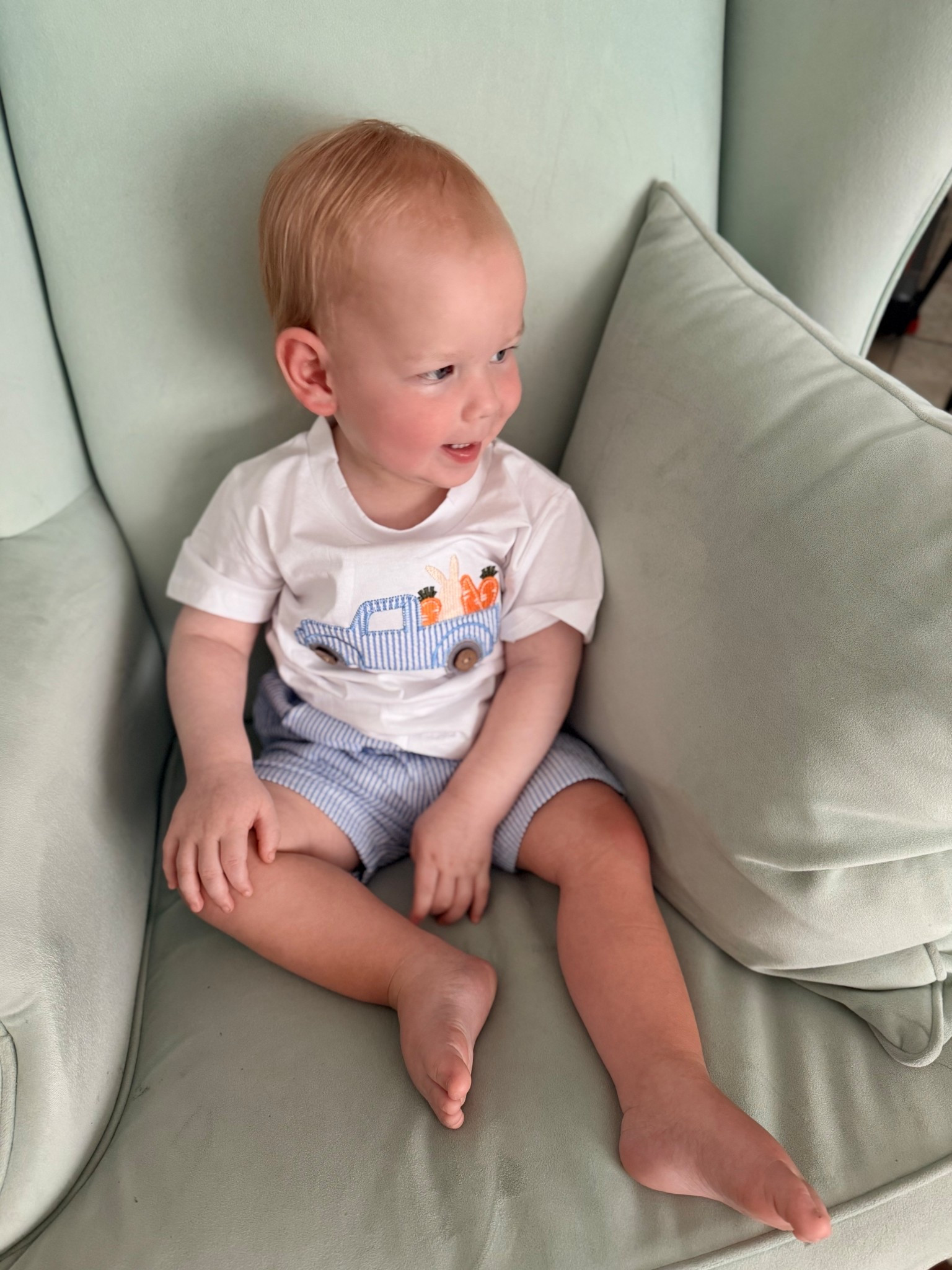 The cutest Easter toddler boy outfit! I also love how the bunny with carrots on the pickup truck can be worn all spring and I know the seersucker shorts will be a summer staple for Thomas 

#LTKKids