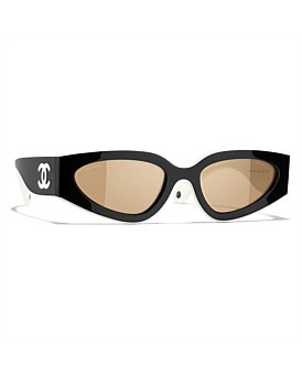 David Jones CHANEL Irregular Brown Female Sunglasses in Black | David Jones (Australia & New Zealand)