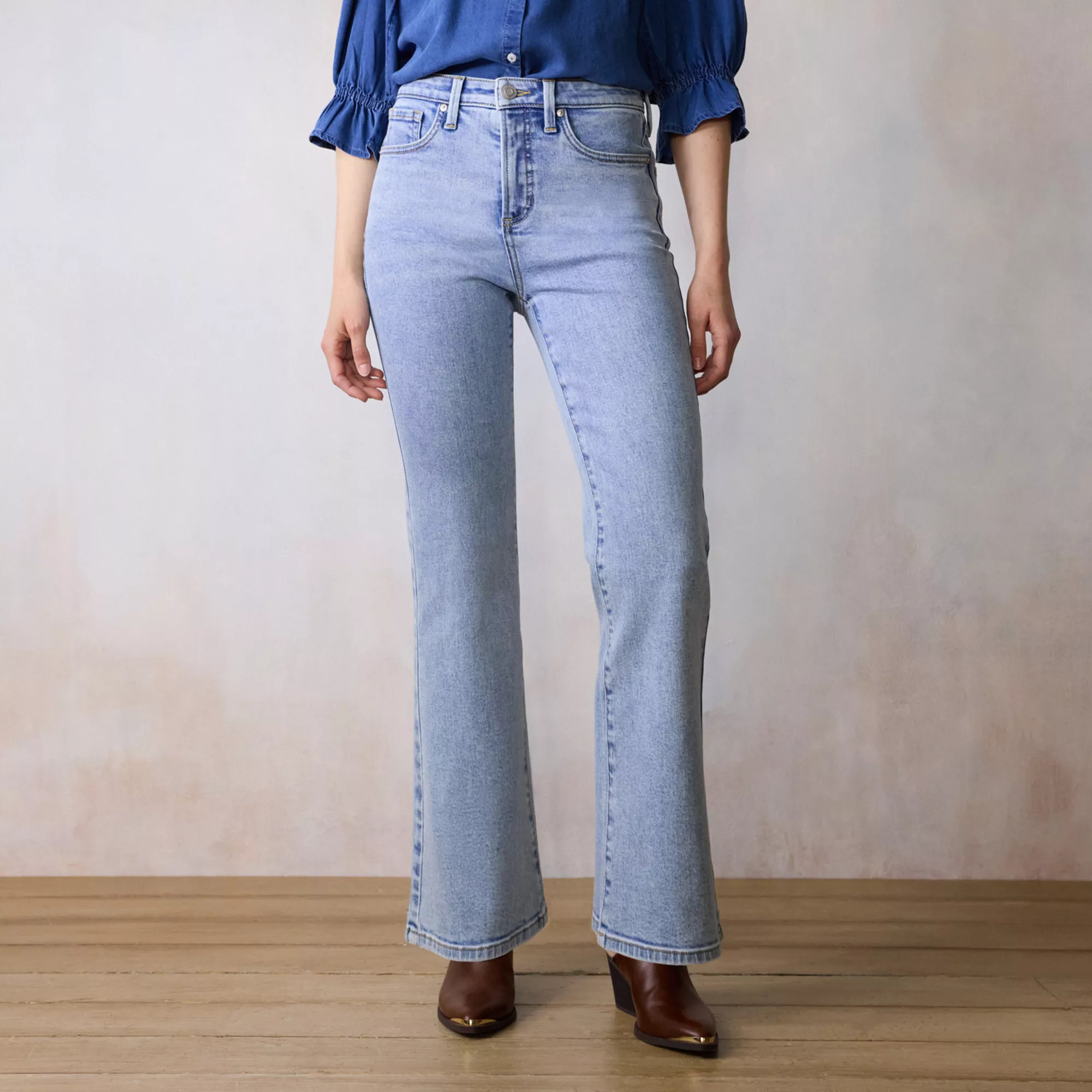 Women's LC Lauren Conrad Super High Waisted Flare Jeans, Size: 16, Hazel Blue | Kohl's