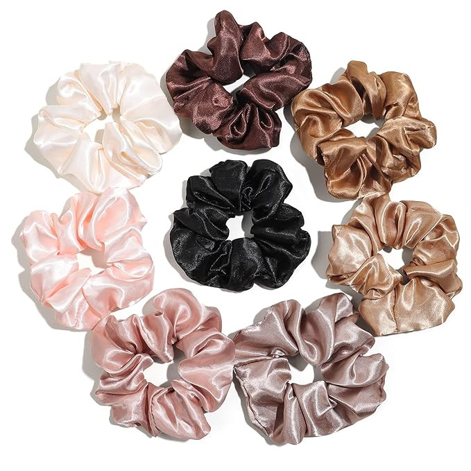 Ivyu Satin Hair Bands and Scrunchies: Thick Curly Hair Ponytail Holders for Girls, No Crease or D... | Amazon (US)