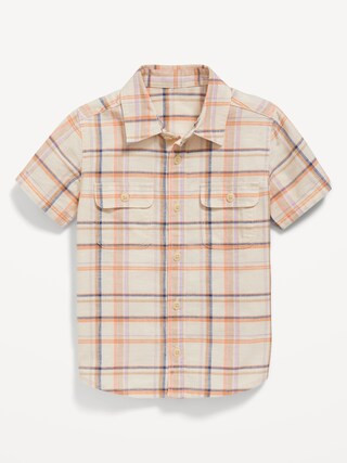 Short-Sleeve Linen-Blend Utility Pocket Shirt for Toddler Boys | Old Navy (US)