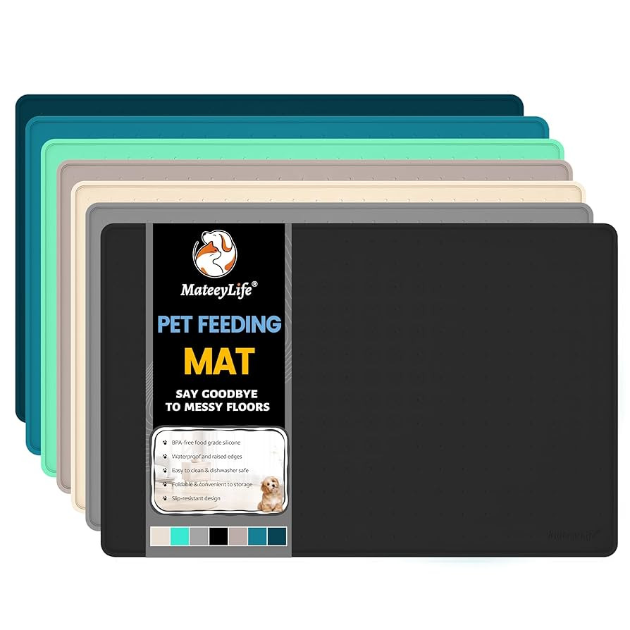 MateeyLife Dog & Cat Food Mat for Floors Waterproof, Nonslip Dog Bowl Mats for Food and Water, Do... | Amazon (US)