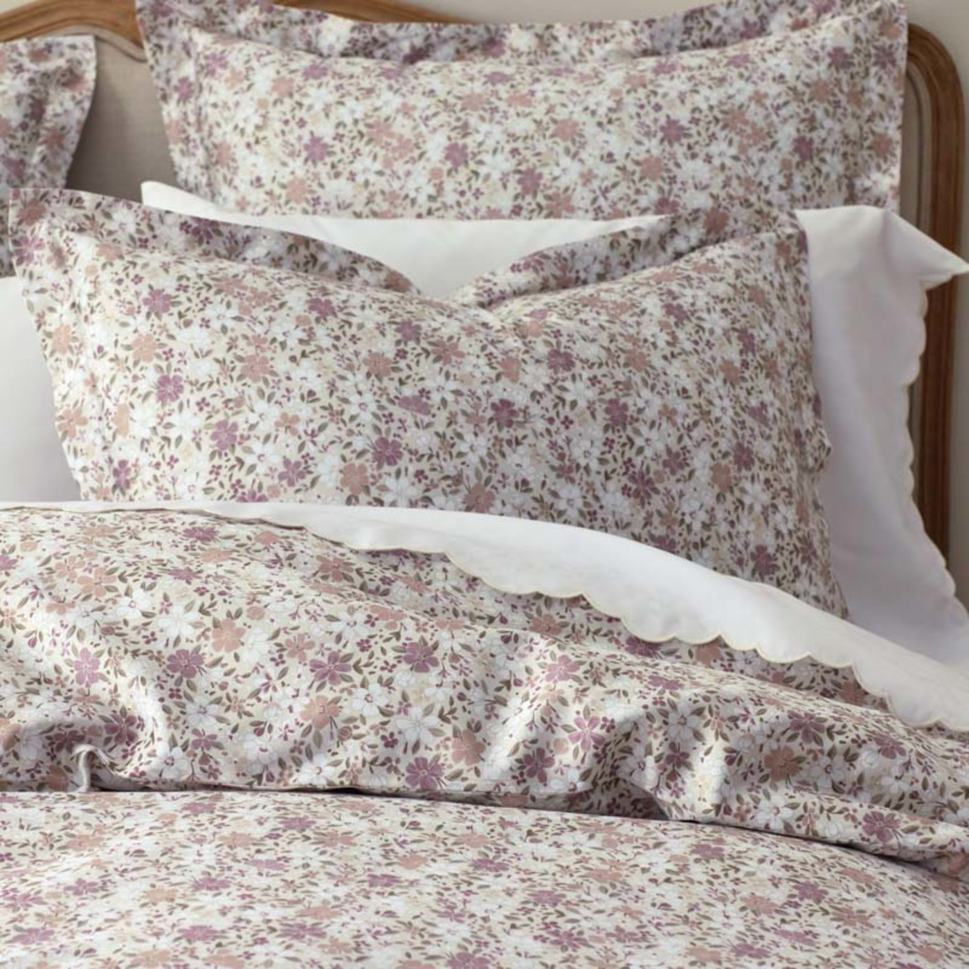 Joyful Floral Classic Smooth Sateen Duvet Cover - Blue, Size Twin XL | The Company Store | The Company Store