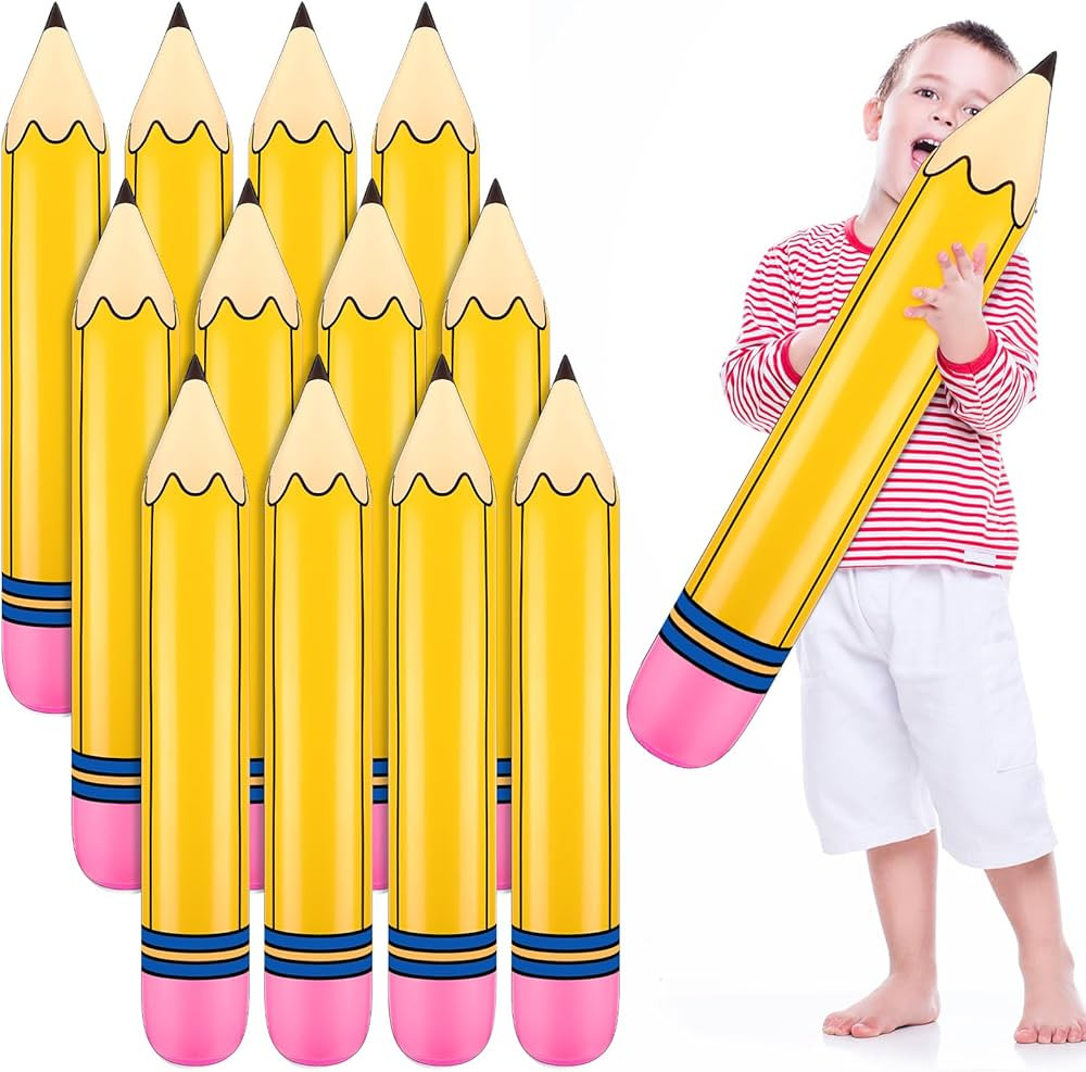 12 Pcs Giant Large Inflatable Pencil Birthday Party Favors Blow up Pencil Balloon Hanging Classro... | Amazon (US)