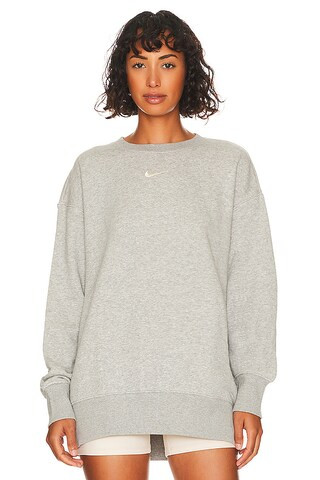 Nike NSW Fleece Crewneck Sweatshirt in Dark Grey Heather & Sail from Revolve.com | Revolve Clothing (Global)