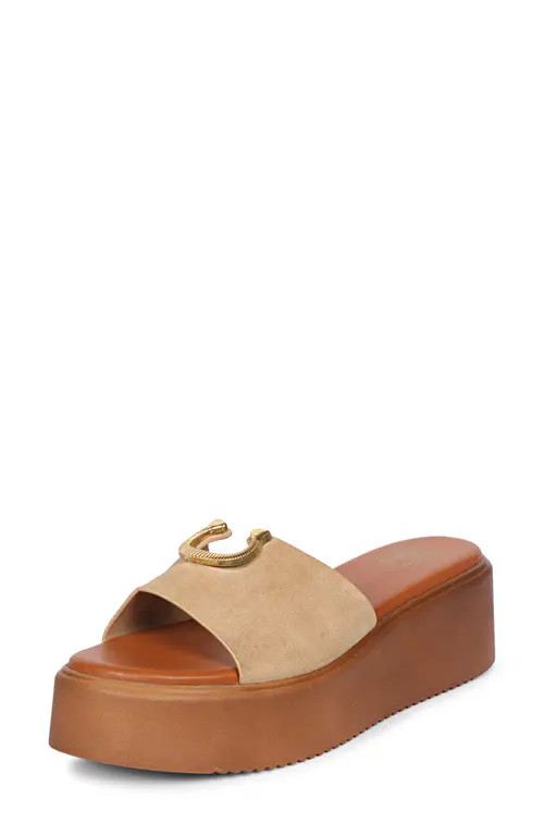 VIVI BLU Senna Platform Wedge Slide Sandal in Beige at Nordstrom, Size 9Us | Nordstrom
