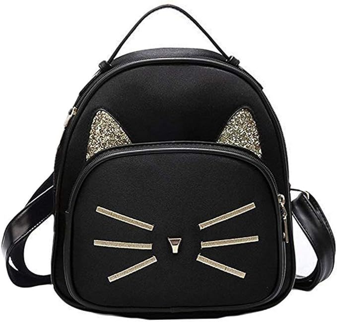 Teen Girls Cute Cat Velvet Backpack Daypack Portable Shoulder Bag,Small | Amazon (US)