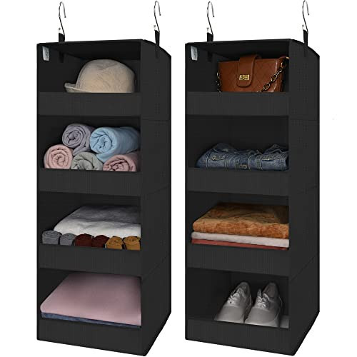 GRANNY SAYS 4-Shelf Hanging Closet Organizer, Foldable Storage, Black | Amazon (US)