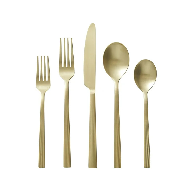 Better Homes & Gardens River 20-Piece Gold Stainless Steel Flatware Set with Handles (Service for... | Walmart (US)