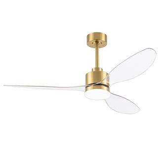 Lamober Alisio 52 in. Indoor Gold Ceiling Fans with Light, Integrated LED 3-Reversible Clear Blad... | The Home Depot
