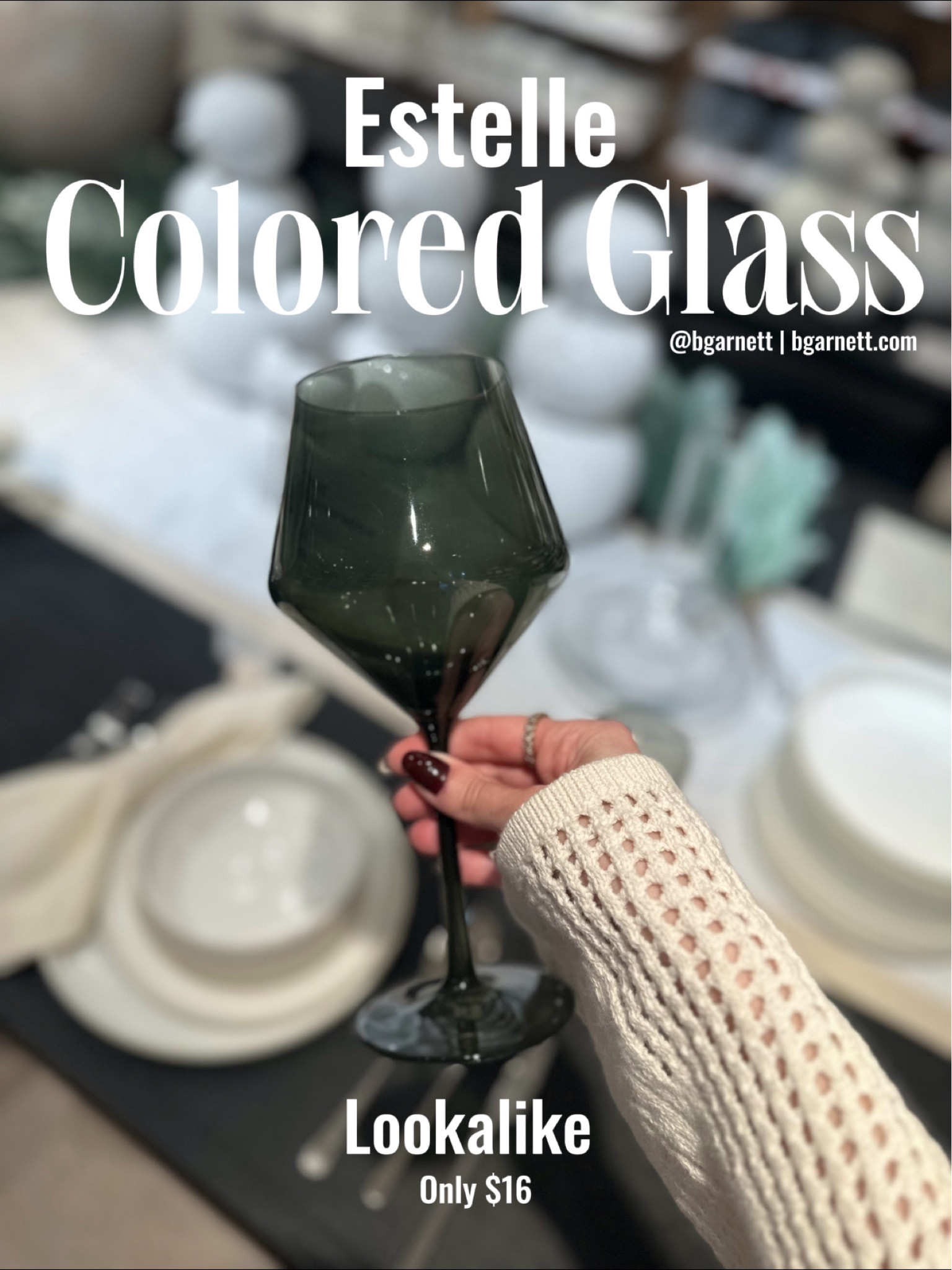 Spotted an excellent Estelle Colored Glass Lookalike while starting my holiday shopping today.  This version is $16 each and comes in a dark moody green (shown) and a softer safe color.  I love my Estelle set, and the moody tablescape they help me create, but they are an investment. If you too love that moody vibe these are such a fantastic option!  …especially with hosting season coming up!  ESTELLE | estellecoloredglass | hostingideas | tablescape | wine glass | moody tablescape | stemware | glasses | wine glasses | thanksgiving decor | Estelle colored glass dupe 

#LTKHoliday #LTKHome #LTKGiftGuide