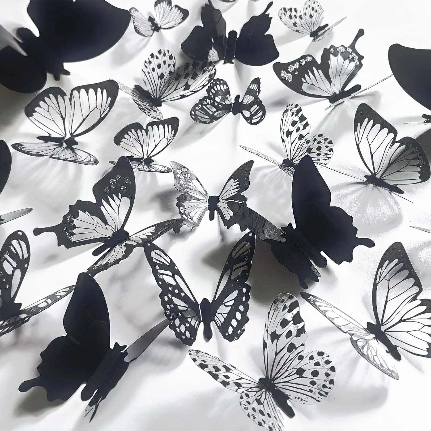 Ewong 3D Butterfly Wall Decor, 66Pcs Black Decal Party Sticker Decoration | Amazon (US)