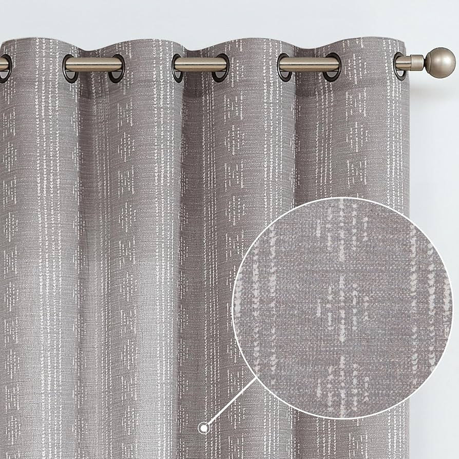 jinchan Boho Curtains Linen Curtains for Living Room Grey Farmhouse Curtains 84 Inch Length Geome... | Amazon (US)