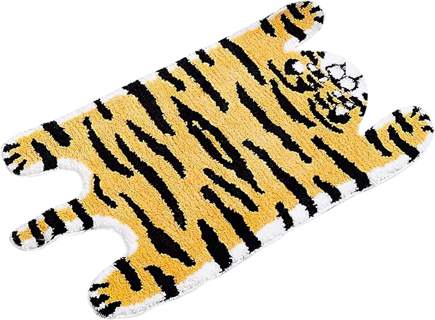 NATURETWIRL Comfortable and Soft Kids' Bath Rug - 19.6in*35.43 Cute Tiger-Shaped Mat - Perfect fo... | Amazon (US)