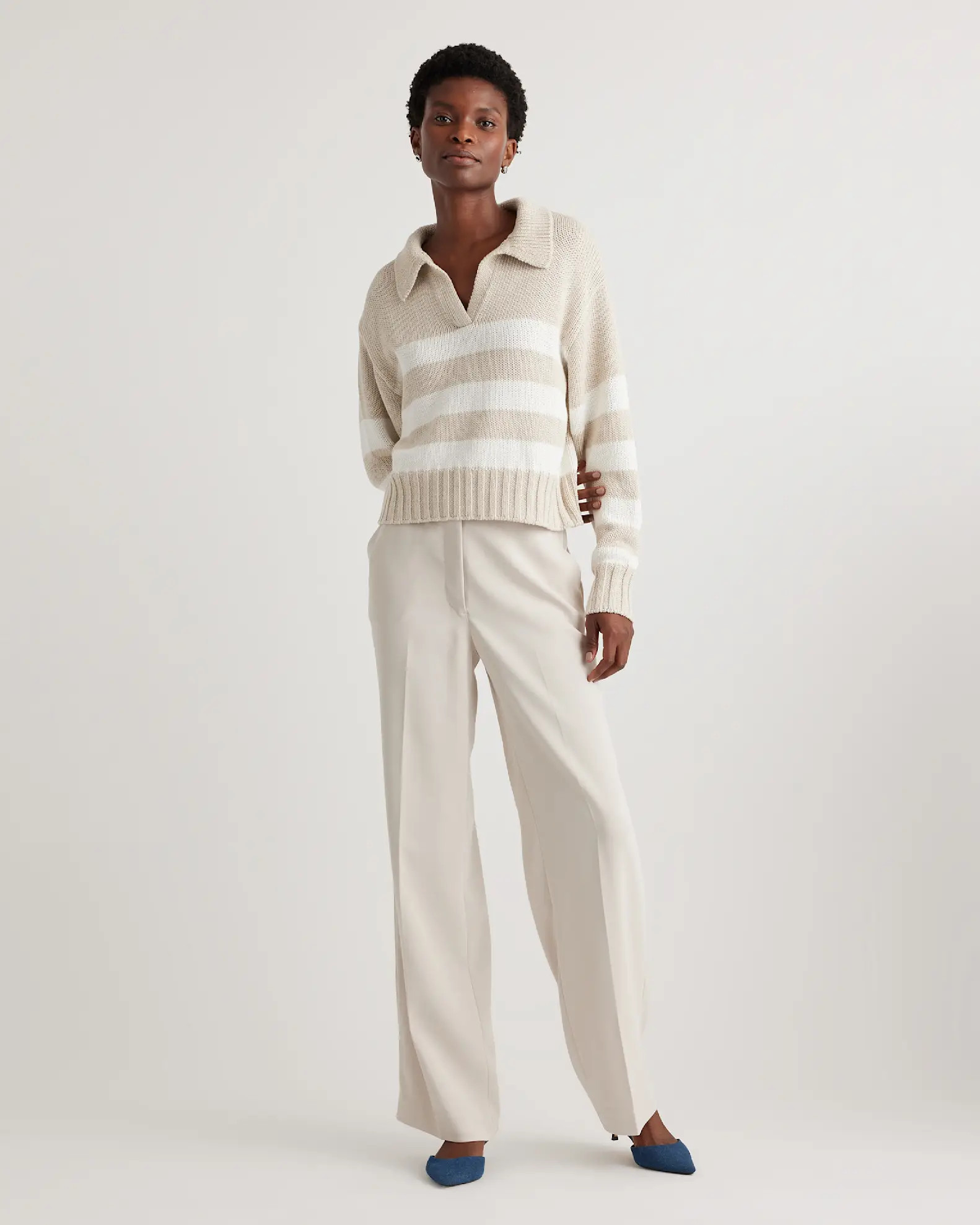 100% Organic Cropped Cotton Polo Sweater | Quince