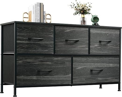 WLIVE Dresser for Bedroom with 5 Drawers, Wide Chest of Drawers, Fabric Dresser, Storage Organize... | Amazon (US)