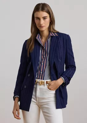 Lauren Ralph Lauren Women's Pinstripe Double-Breasted Twill Blazer | Belk