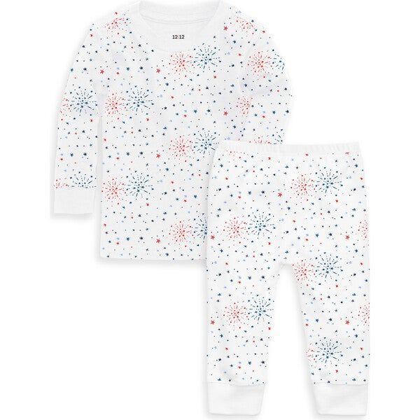 The Organic Long Sleeve Pajama Set, Star & Fireworks | Maisonette