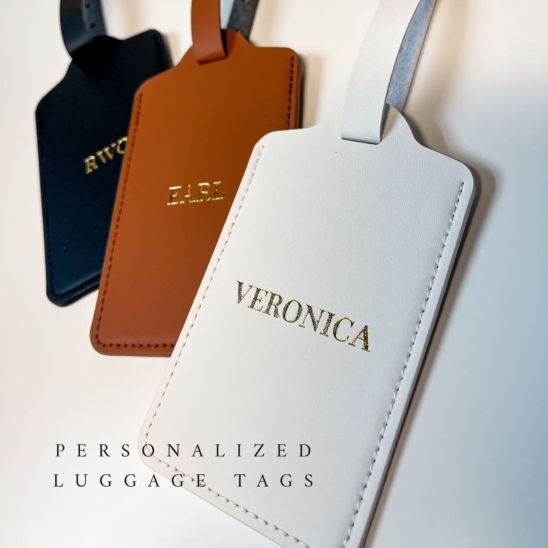 Personalized Luggage Tag, Vegan Leather Luggage Tag, Travel, Personalized Gift, Wedding Gift, Gif... | Etsy (US)