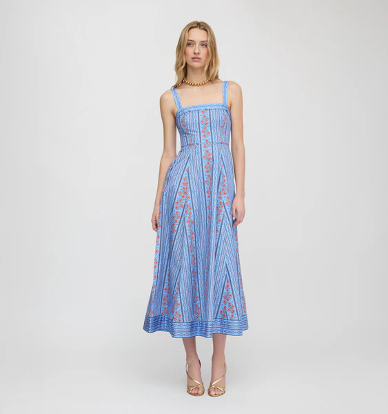 The Ezra Dress - Blue Floral Batik Stripe | Hill House Home US