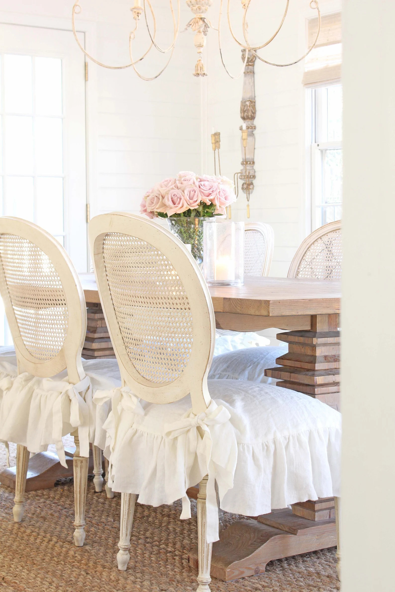 Luxury Chair Cover, Ruffled Linen, Dining Chair Covers, Slipcover, Farmhouse Decor, HEAVY Drape L... | Etsy (US)