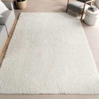 Rugs USA White Venice Shaggy rug - Casuals Round 6' | Rugs USA