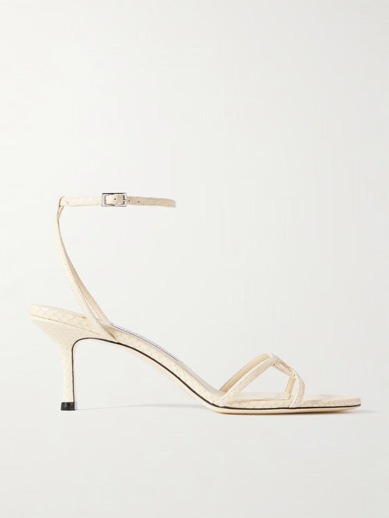 Jimmy Choo - Leo 65 Croc-effect Leather Sandals - Cream | NET-A-PORTER (US)