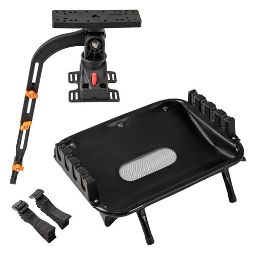 Goplus Fishing Float Tube Accessories, 360° Rotatable Fish Finder Holder w/ Mount Bracket, Rod Rack w/ Storage Basket fit 4 Rod, Accessory Set for Inflatable Boat Kayak | Amazon (US)