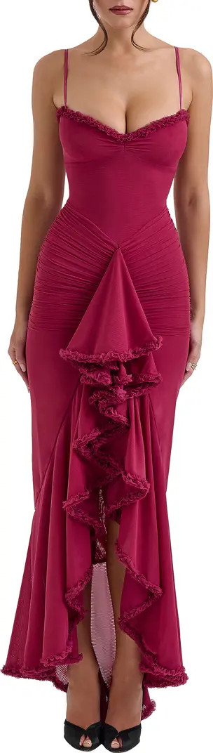 Gabbi Ruffle Mesh High-Low Cocktail Dress | Nordstrom