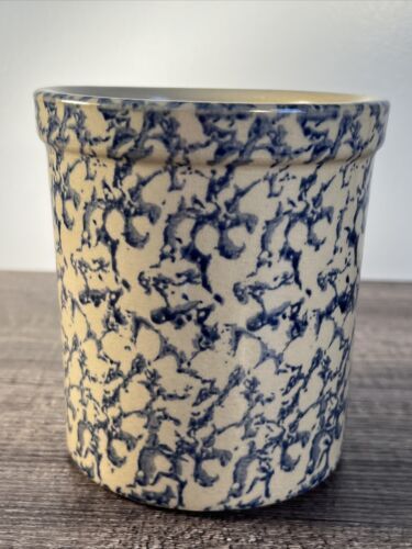 RRP Co Roseville Pottery Ohio Utensil Crock High Jar Blue Spongeware 1 Quart Qt  | eBay | eBay US