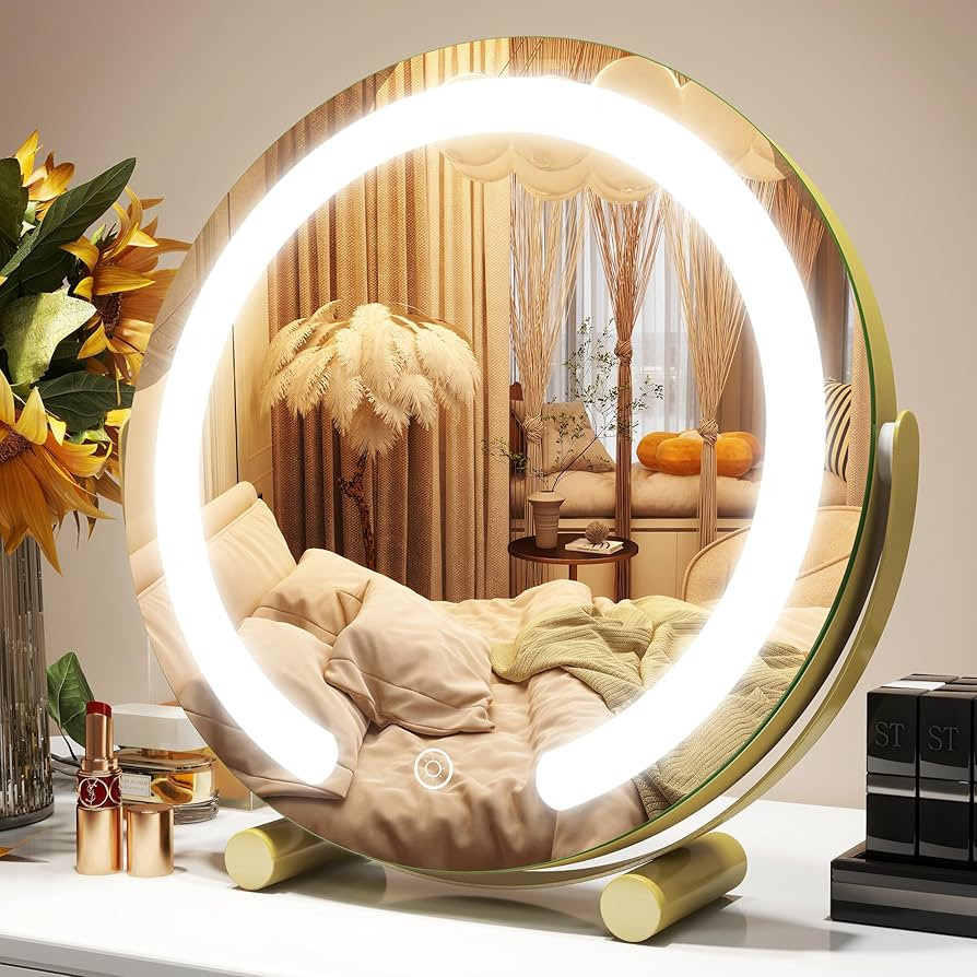 ROLOVE Gold Vanity Mirror, 12 Inch Makeup Mirror with Lights, Large Lighted Vanity Mirror, Light ... | Amazon (US)