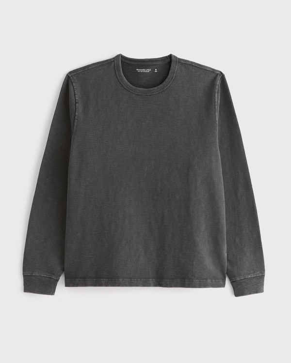 Men's Long-Sleeve Premium Heavyweight Slub Tee | Men's Tops | Abercrombie.com | Abercrombie & Fitch (US)