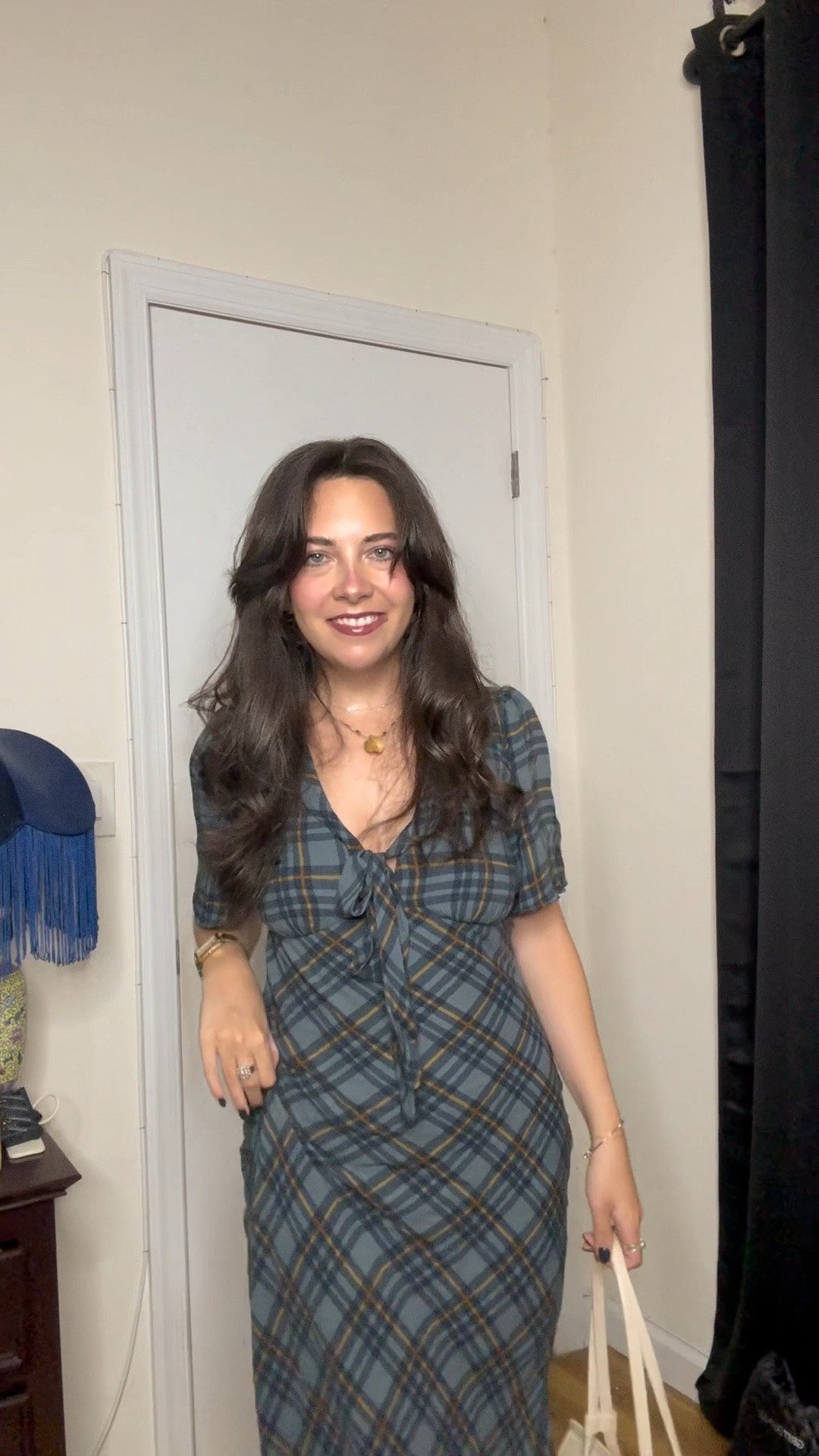 GRWM for a little fall plaid moment 🍂 the dress was already doing most of the work, so just adding a little texture to the hair, my go-to lip, a spritz of perfume + out the door 🤎

#LTKgrwm #LTKootd #LTKSeasonal