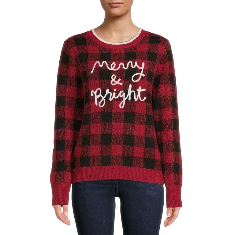 Holiday Time Women's Plaid Sweater | Walmart (US)