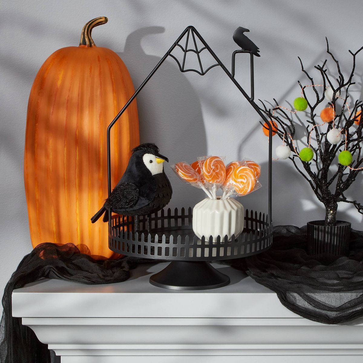 Metal Black Haunted House Halloween Decorative Tray - Hyde & EEK! Boutique™ | Target