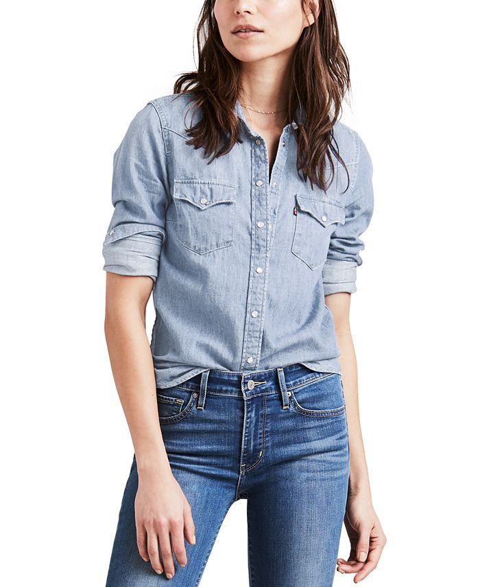 Levi's Women's The Ultimate Western Cotton Denim Shirt & Reviews - Tops - Juniors - Macy's | Macys (US)
