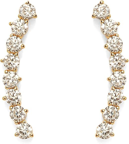 PAVOI 14K Gold Plated "Hearts & Arrows" Simulated Diamond Ear Crawler - Cuff Earrings Hypoallerge... | Amazon (CA)