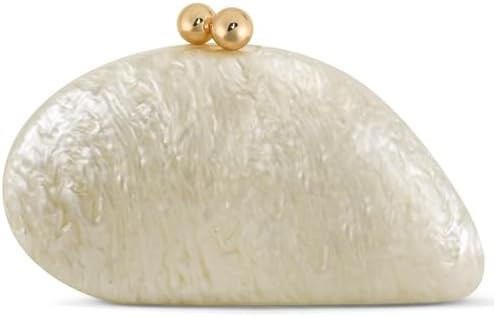 Acrylic Seashell Clutch Purse for Women, Elegant Marble Evening Bag, Wedding Party Clutch Handbag... | Amazon (US)